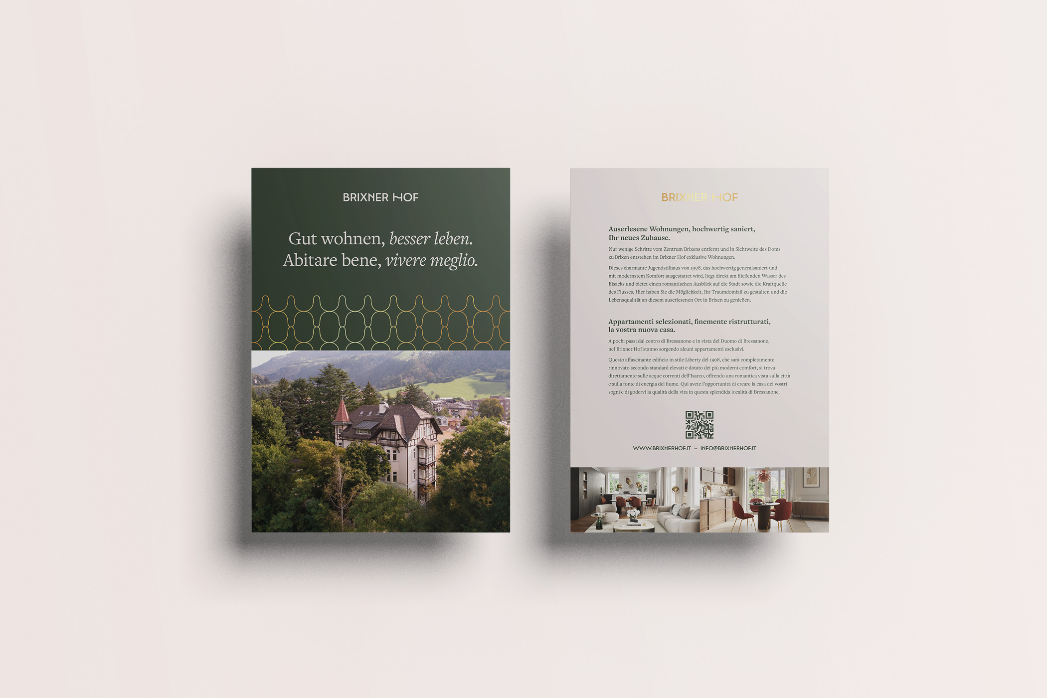 Broschüre Brixner Hof mit Bergblick und Wohnungsbeschreibung